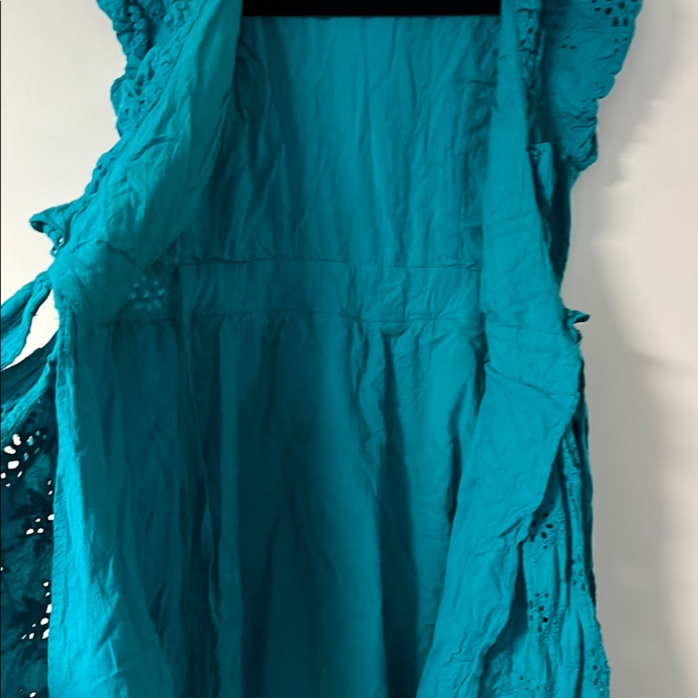 Blue Ruffled Wrap Sundress - Picture 7 of 9